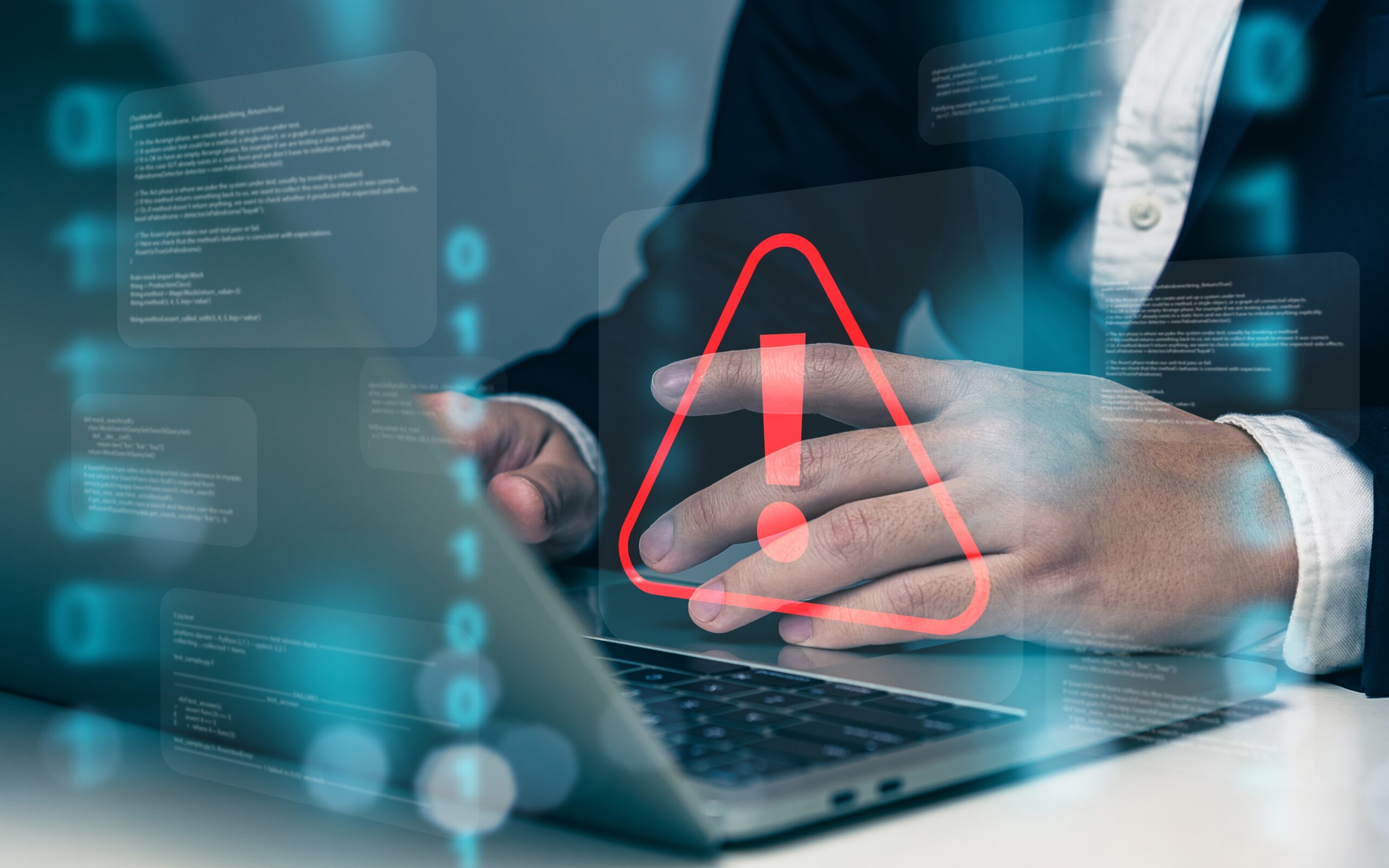 Digitale Warnanzeige mit rotem Dreieck und Ausrufezeichen,